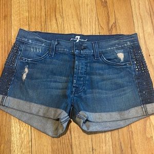 7 For All Mankind 7FAM Embellished Stud Shorts 27